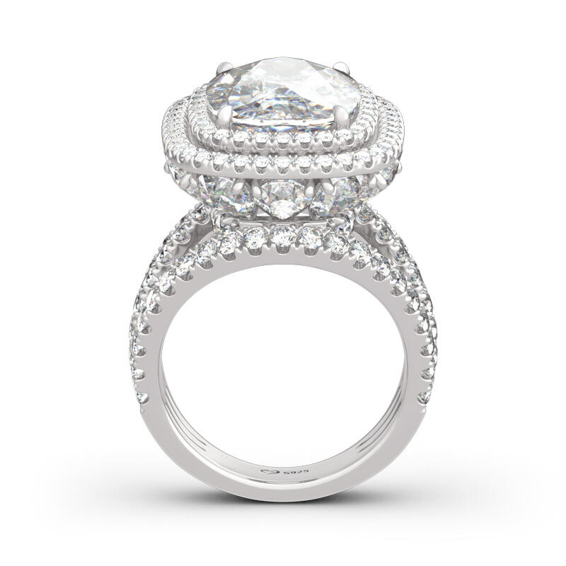 Jeulia Double Halo Cushion Cut Sterling Silver Ring