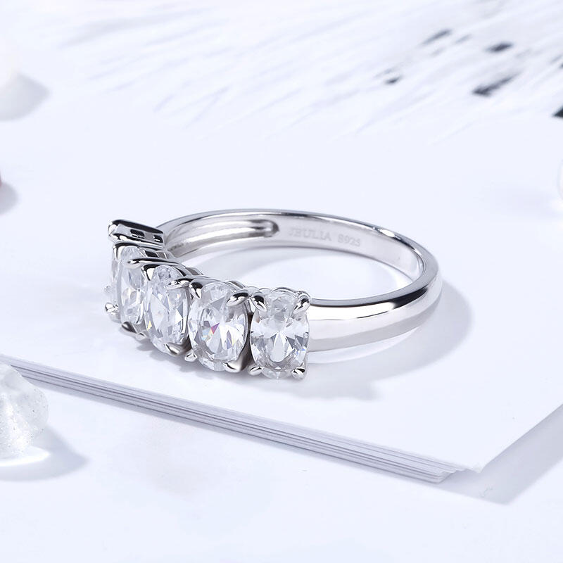 Jeulia Modern Oval Cut Sterling Silver Women's Band