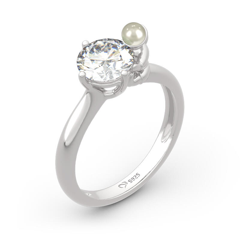 Jeulia Hug Me "Explorer in Galaxy" Astronaut Round Cut Sterling Silver Ring