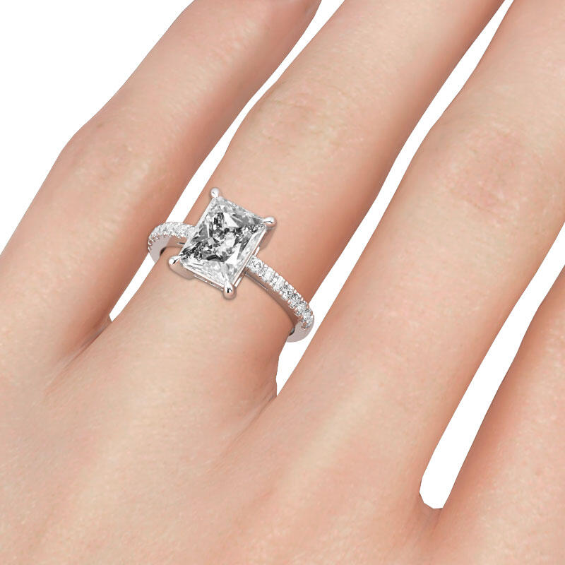 Jeulia Classic Radiant Cut Sterling Silver Ring