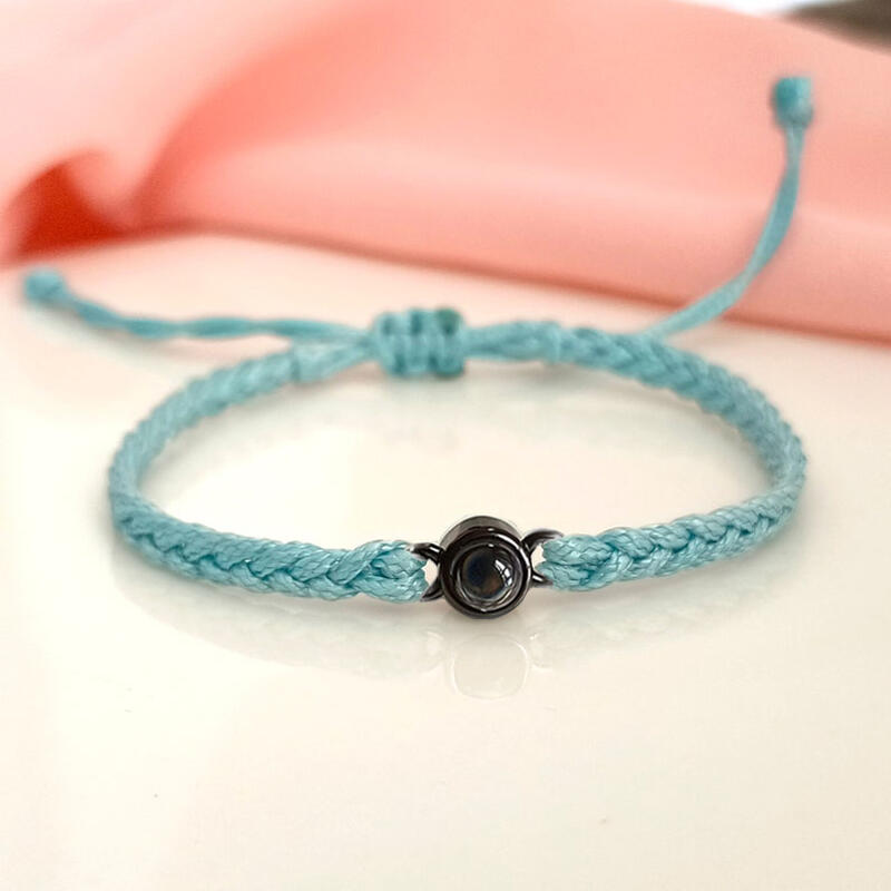 Sterling Silver Personalized Blue Rope Picture Projection Bracelet Sincere Gift