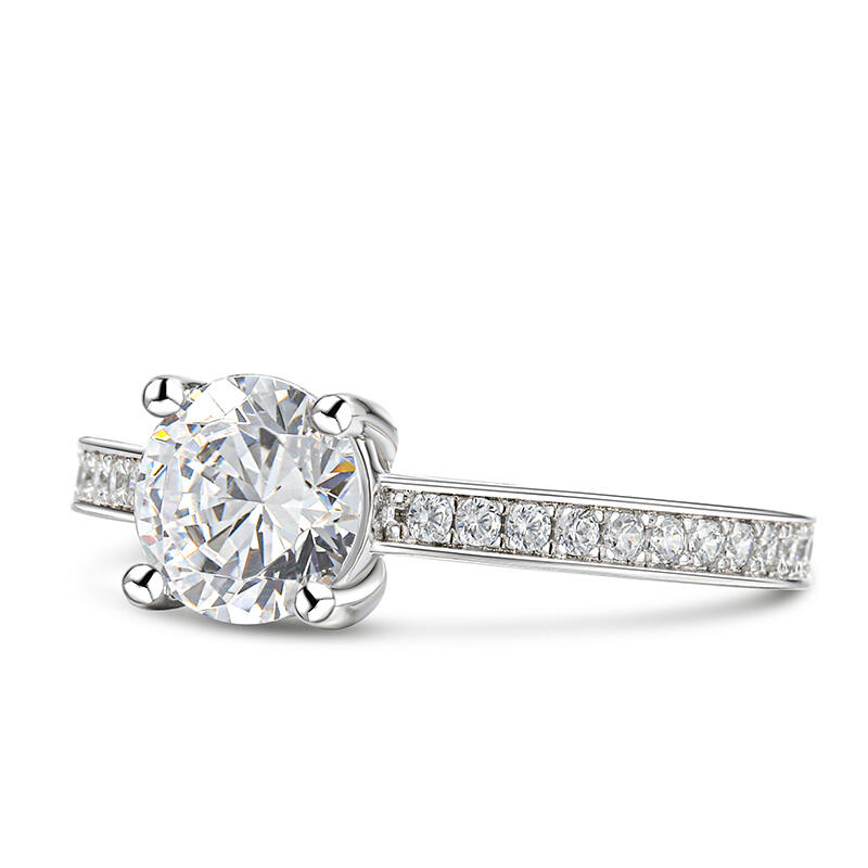 Jeulia Classic Round Cut Sterling Silver Ring