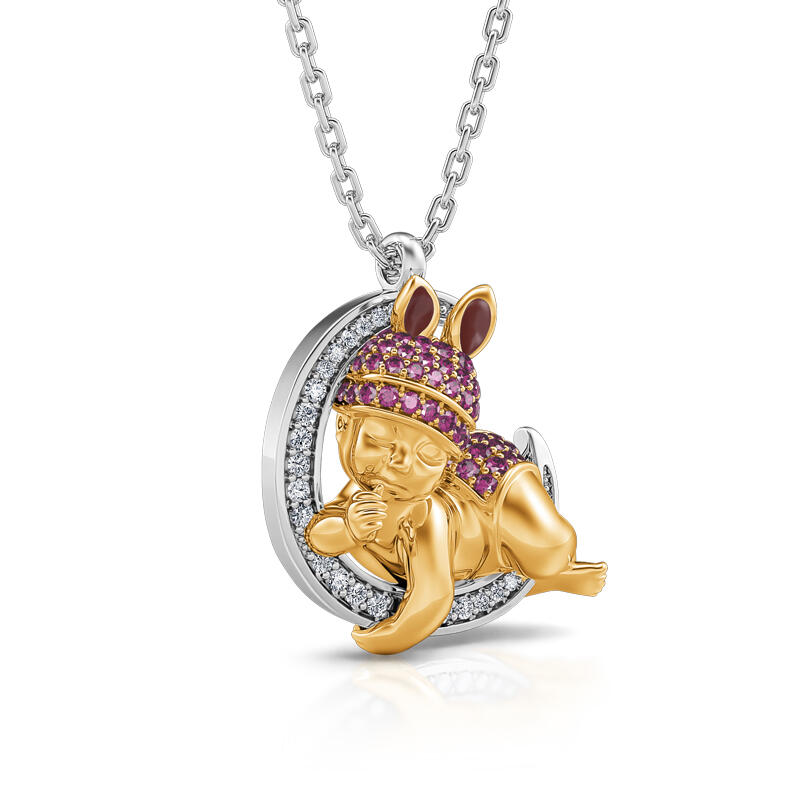 Jeulia Collar con forma de bebé lindo de plata de ley para madre