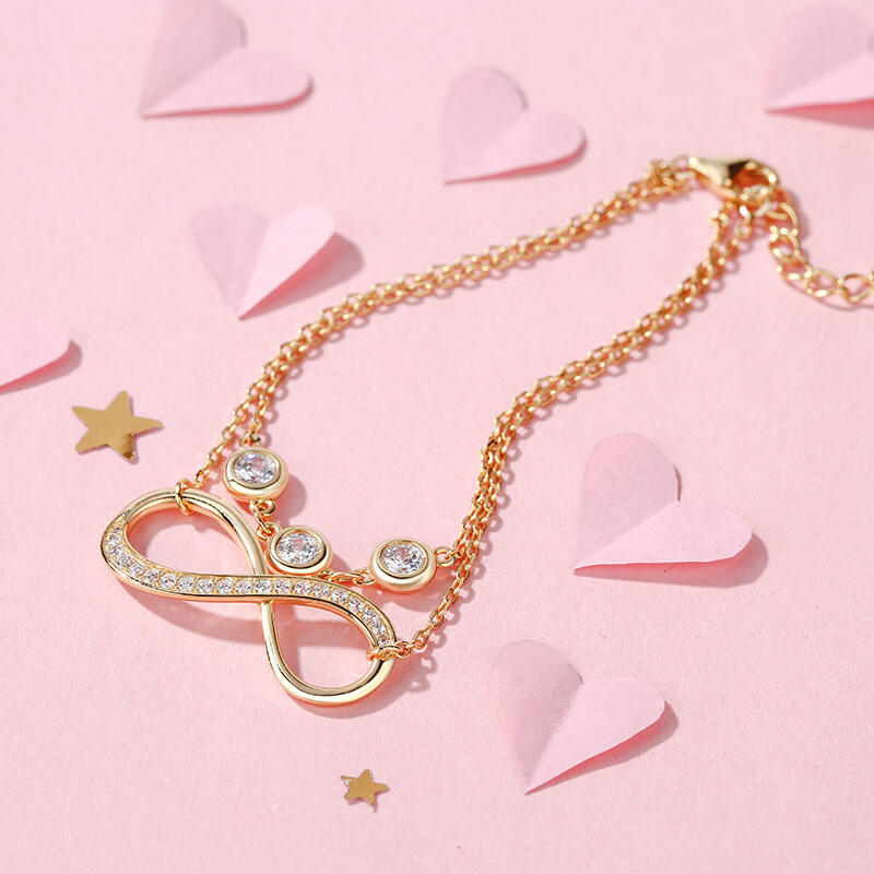 Jeulia Double Layer Infinity Sterling Silver Bracelet With Birthstone