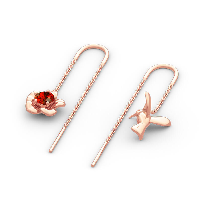 Jeulia "Hummingbird ＆ Flower" Threader örhängen i Sterling Silver