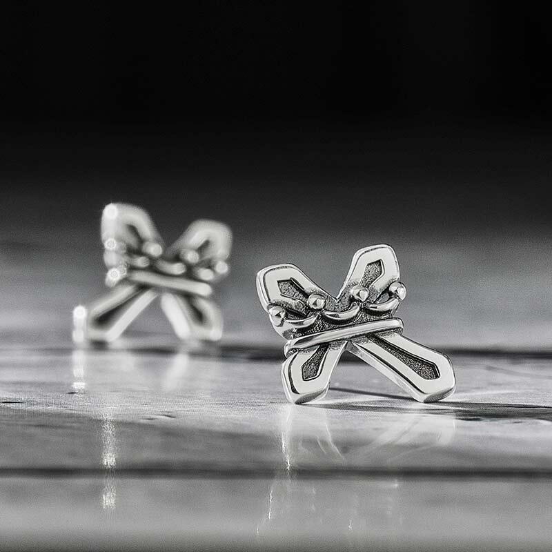 Jeulia "Crown and Cross" Sterling Silver Earrings