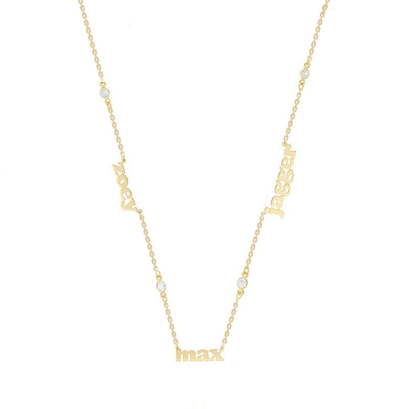 Jeulia "Always Together" Round Cut Personalized Name Sterling Silver Necklace