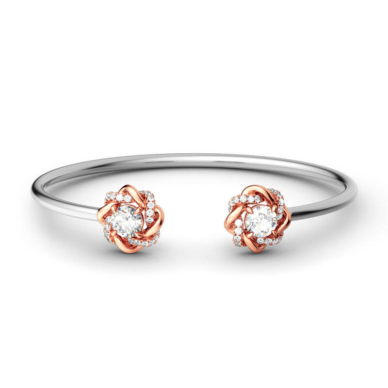 Jeulia Twist Halo Round Cut Sterling Silver Jewelry Set