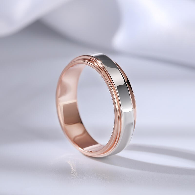 Jeulia Alliance pour homme "Promesse d'éternité" Deux tons Argent Sterling