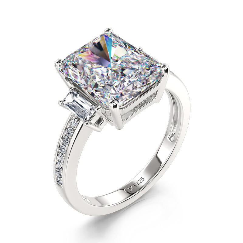 Jeulia Emerald Cut Sterling Silver Ring