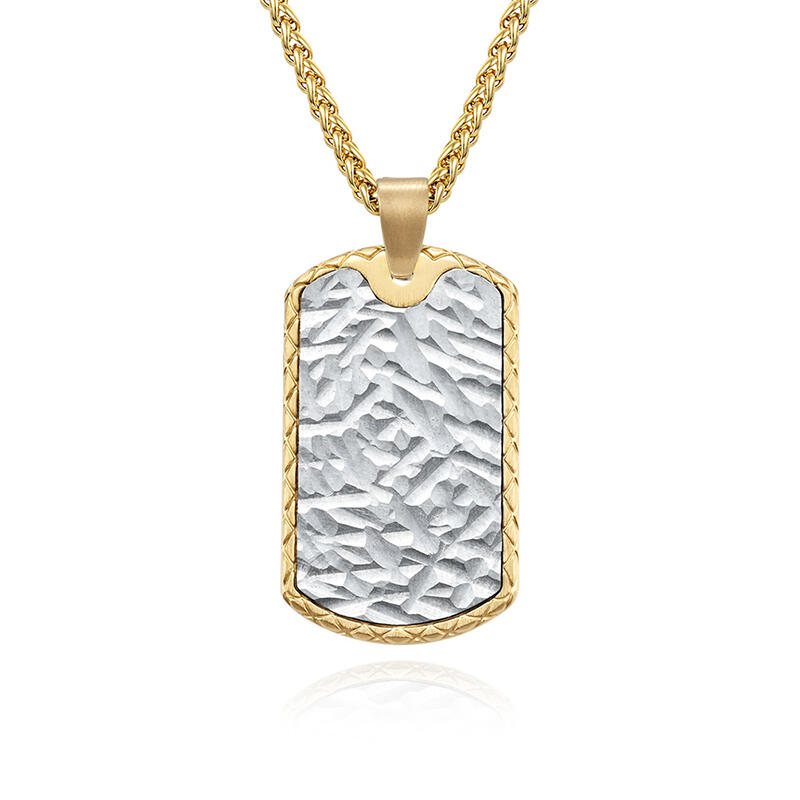 Jeulia 木目 デザイン ステンレススチール ドッグタグ メンズ ネックレス