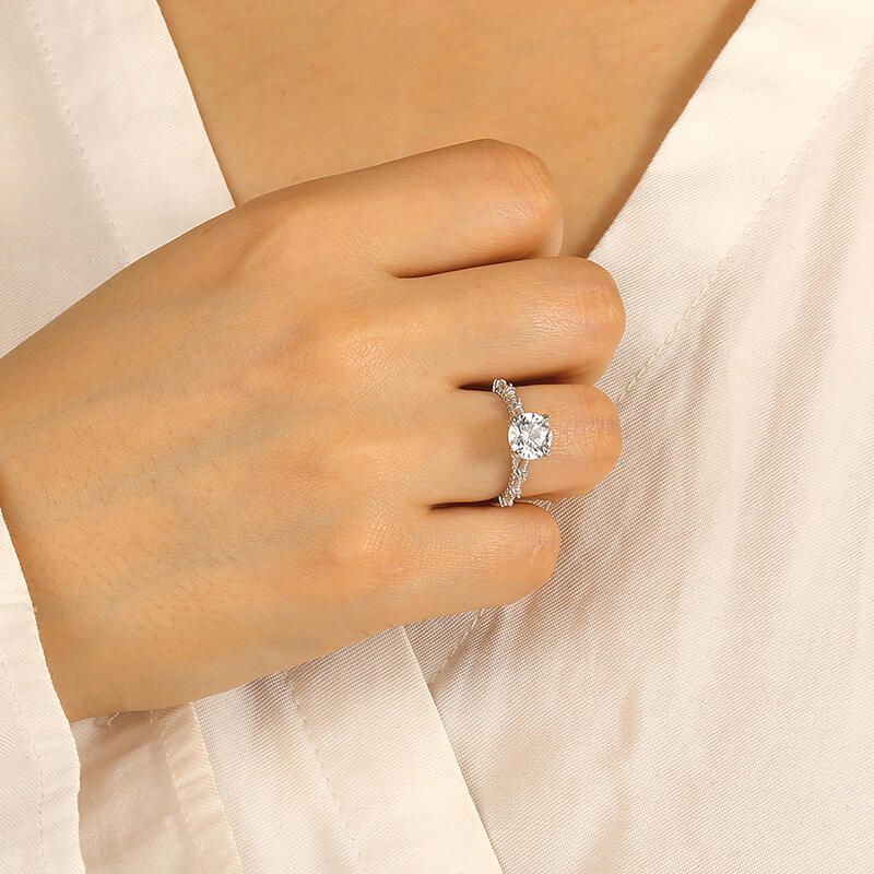"Only Love" Round Cut Side Stone Engagement Ring