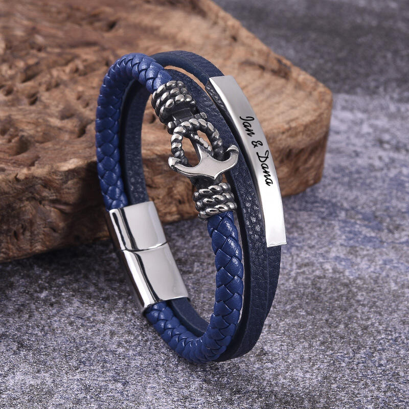 Personalized Men's Bracelet With Custom Text Warm Father's Day Gift