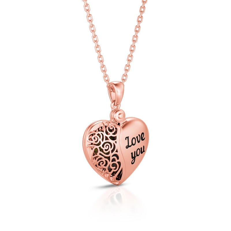 Jeulia "Love You" Vintage Locket Heart Personalized Sterling Silver Photo Necklace