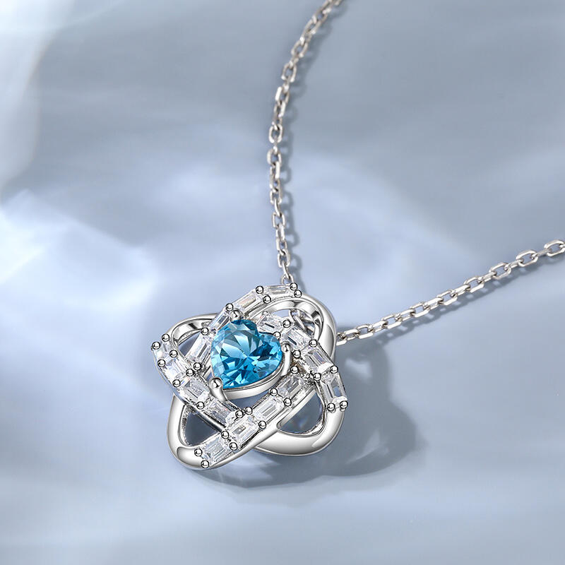 Jeulia Love Knot Custom Birthstone Necklace Sterling Silver