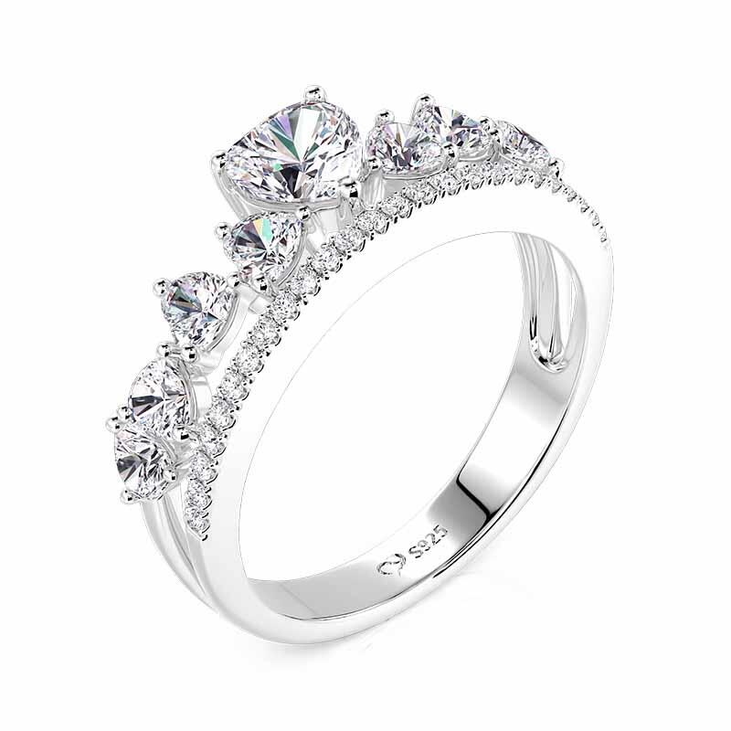 Jeulia Olivetta Cluster Heart Cut Eternity Ring Double Row