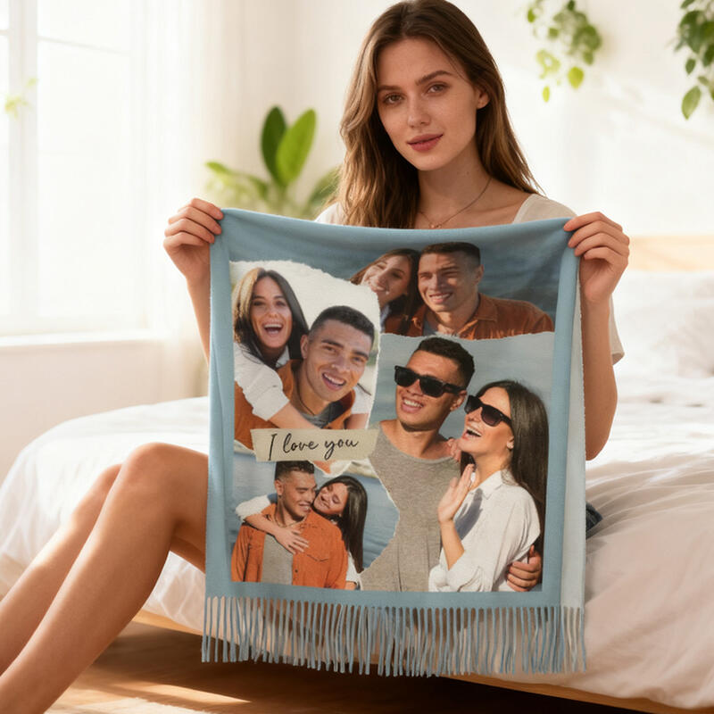 Personalized Photo Scarf Soft Winter Scarf Valentine's Day Gift for Couples