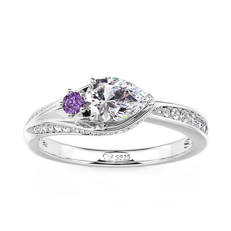 Jeulia Simple Calla Lily Custom Birthstone Ring