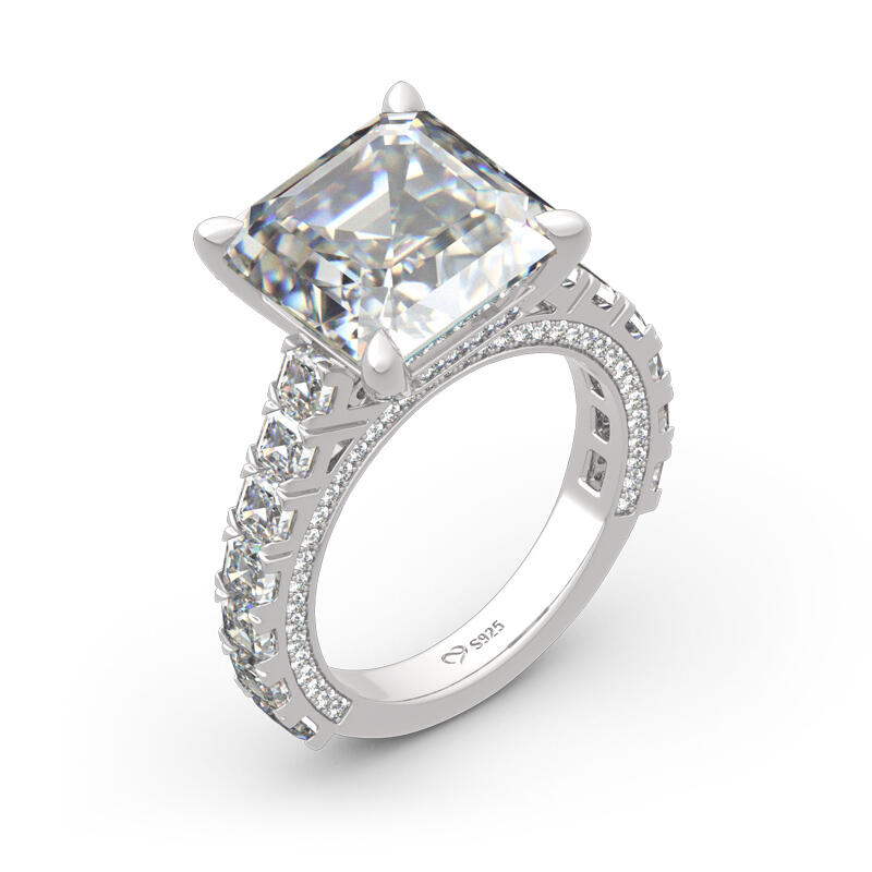 Jeulia Classic Asscher Cut Sterling Silver Ring