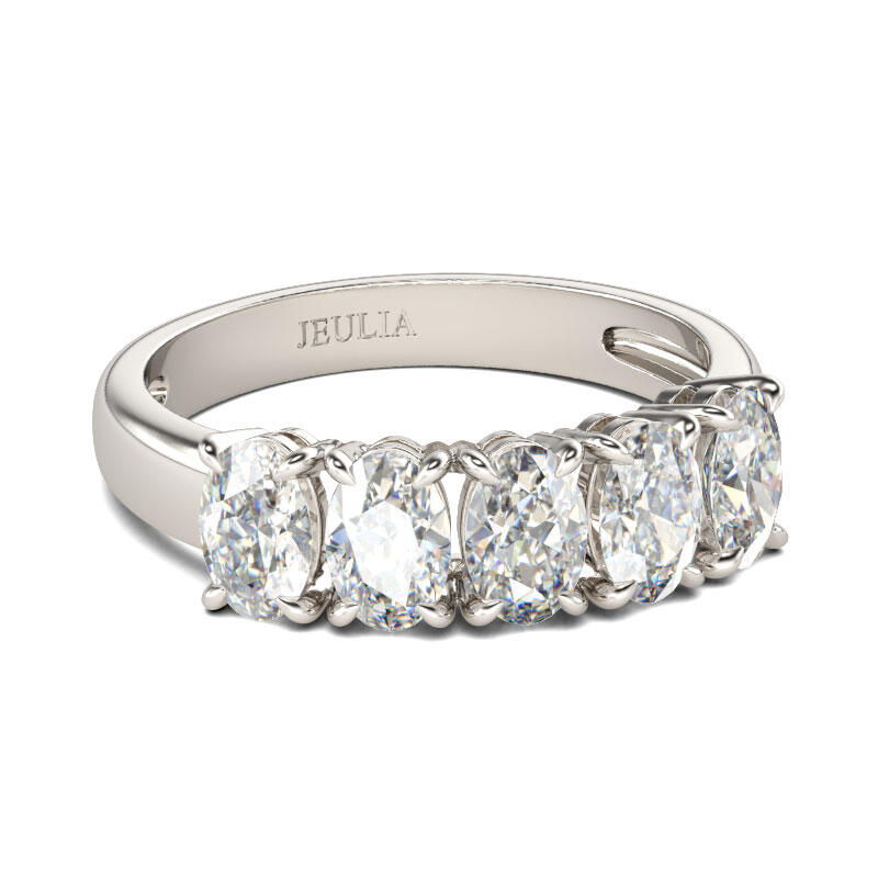 Jeulia Modern Oval Cut Sterling Silver Women's Band