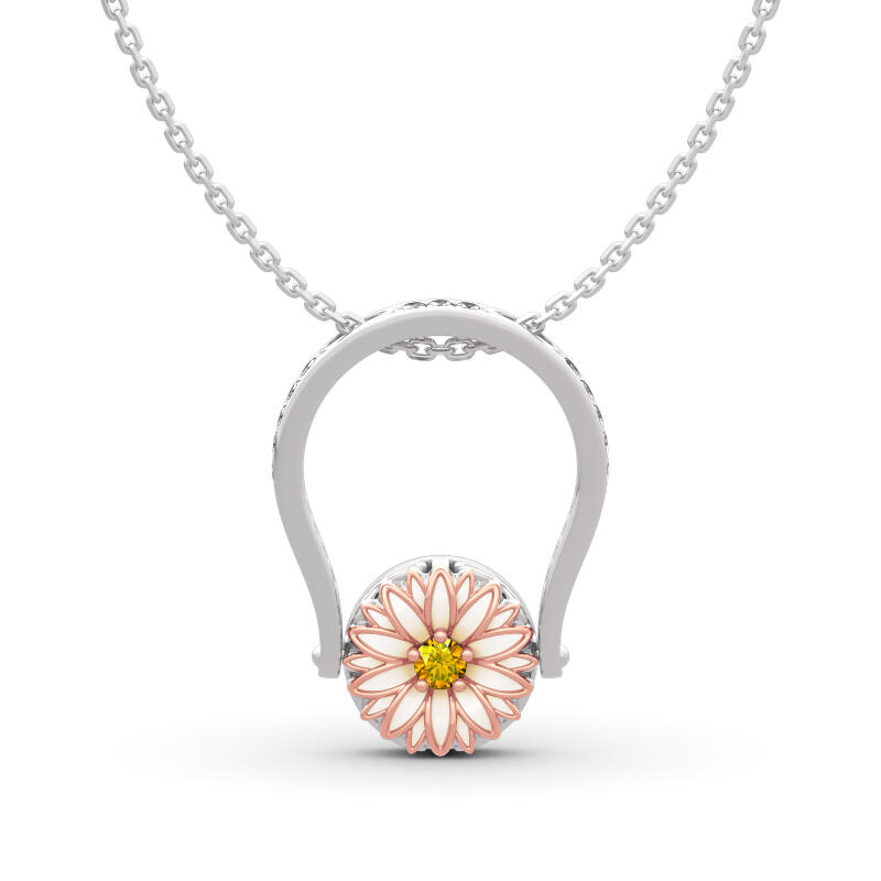 Jeulia "Blooming Daisy" Sterling Silver Personalized Photo Ring (With A Free Chain)