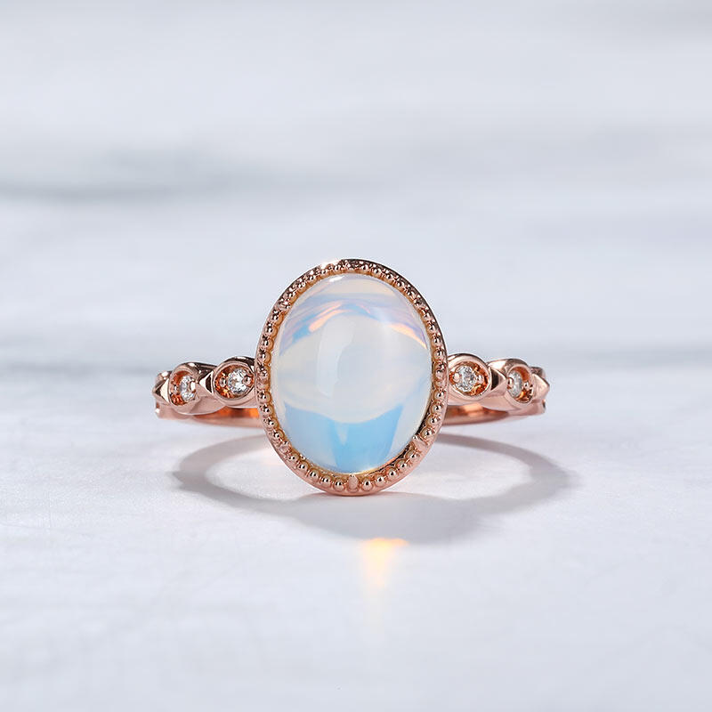Jeulia "Enchanting Moon" Oval Cut Moonstone Sterling Silver Ring