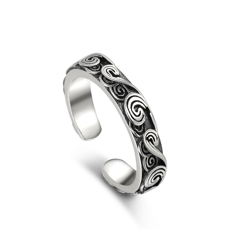 Jeulia "Vintage Cloud" Open Design Sterling Silver Women's Band