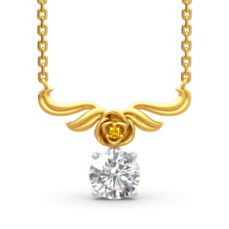 Jeulia Vintage Flower Round Cut Sterling Silver Necklace
