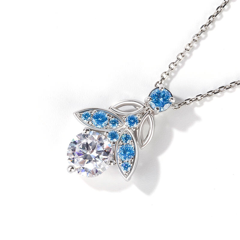 Jeulia Butterfly Round Cut Sterling Silver Necklace