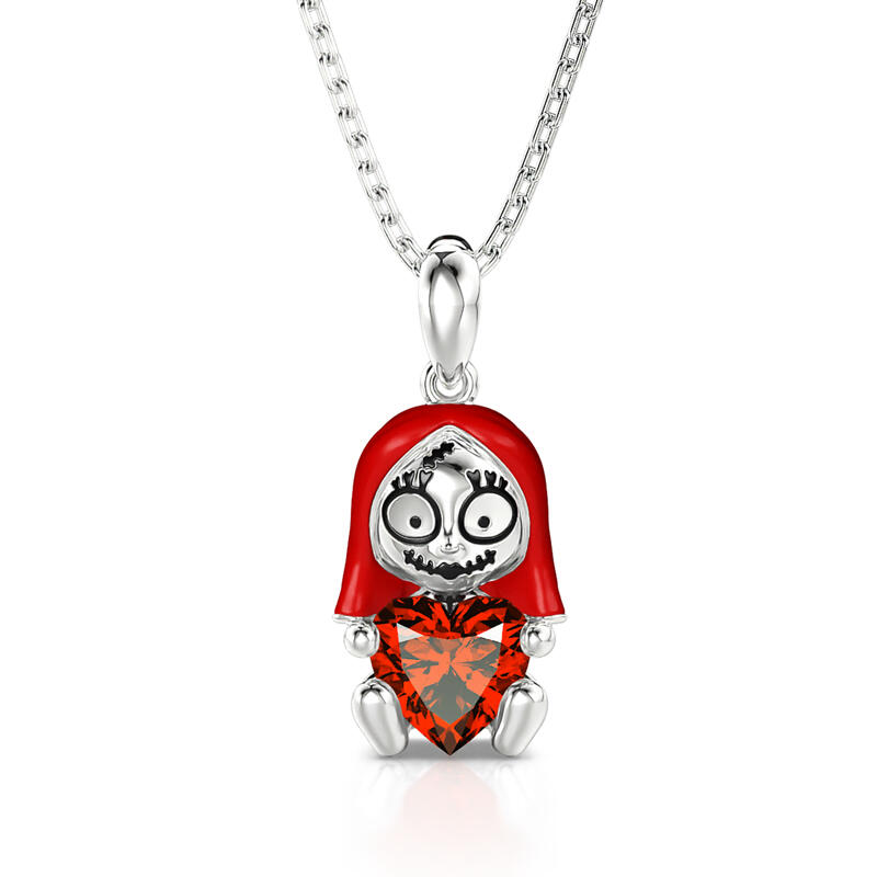 Jeulia Hug Me "Endless Joy" Skull Heart Cut Sterling Silver Halsband
