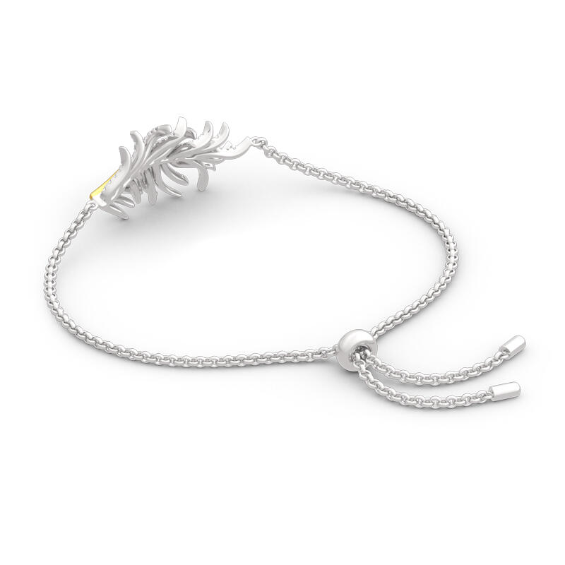 Jeulia Two Tone Feather Sterling Silver Bracelet