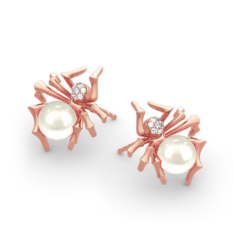 Jeulia Spider Design Cultured Pearl Sterling Silver Earrings