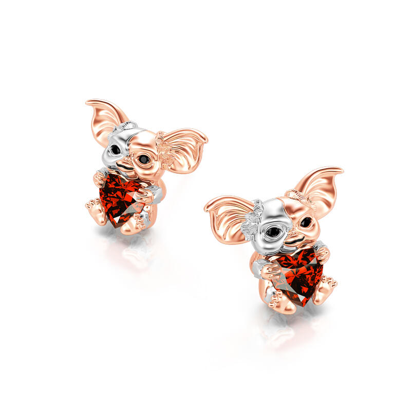 Jeulia Hug Me "Efter Midnatt" Hjärta Skärning Sterling Silver Stud Örhängen