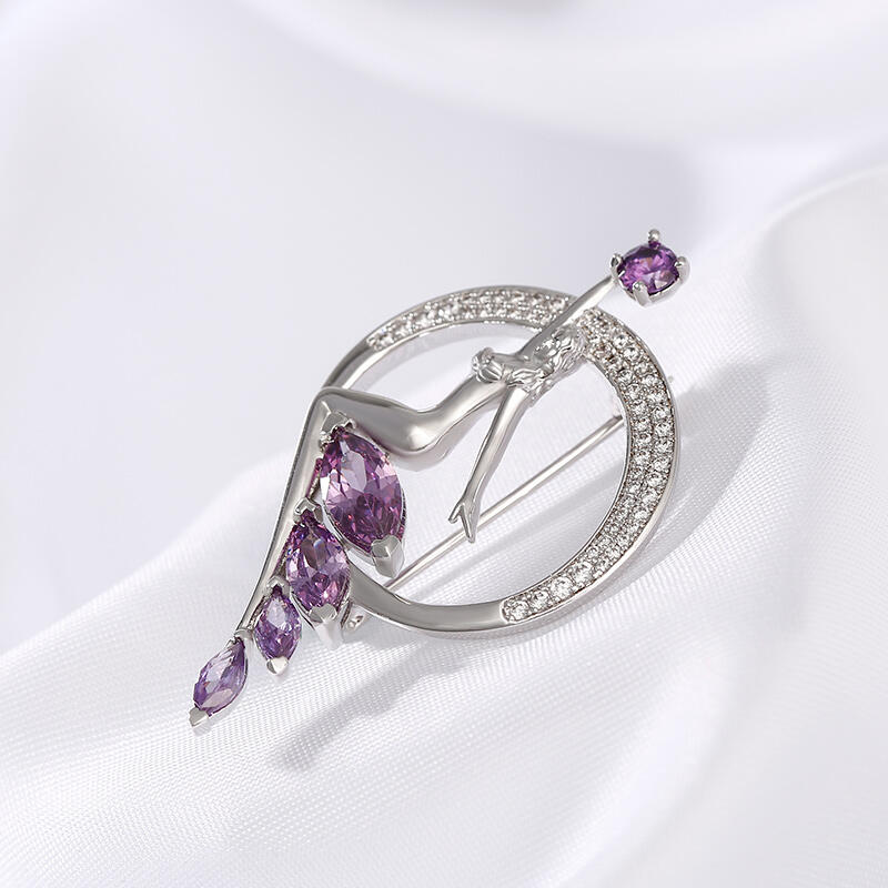 Jeulia "Journey Under The Sea" Marquise Cut Sterling Silver Brooch