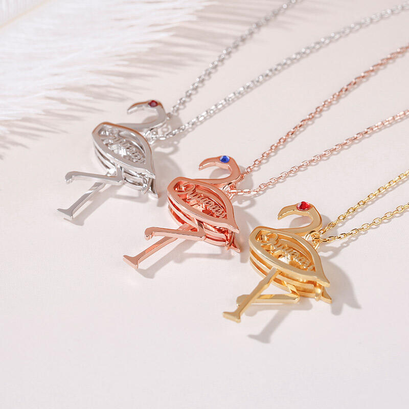 Jeulia Flamingo Personalized Sterling Silver Necklace