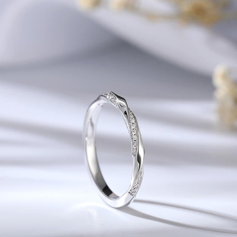 Jeulia Alliance pour femme "L'amour entrelacé" Argent Sterling