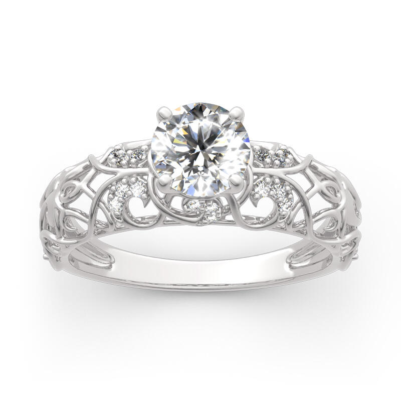 Jeulia Rundschliff Ranken Design Sterling Silber Ring