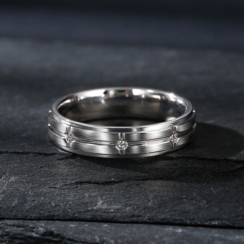 Jeulia Anillo para boda con corte redondo piedra pequeño de plata de ley para hombre