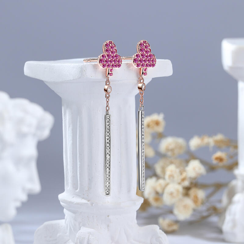 Jeulia "Charm Poker" Club Design Sterling Silver Drop Earrings