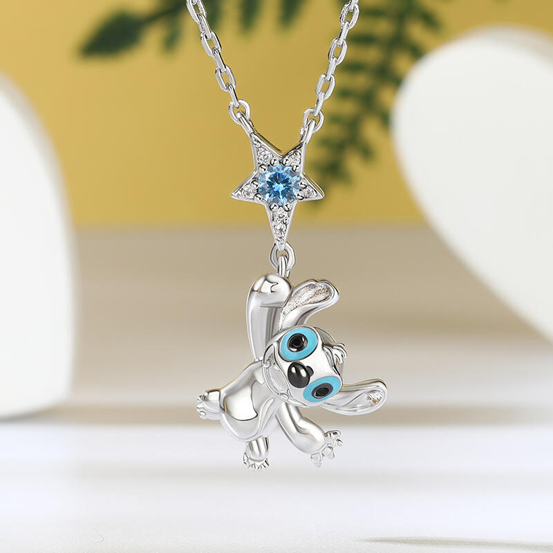 Jeulia "Picking Stars" Little Monster Birthstone Necklace Sterling Silver