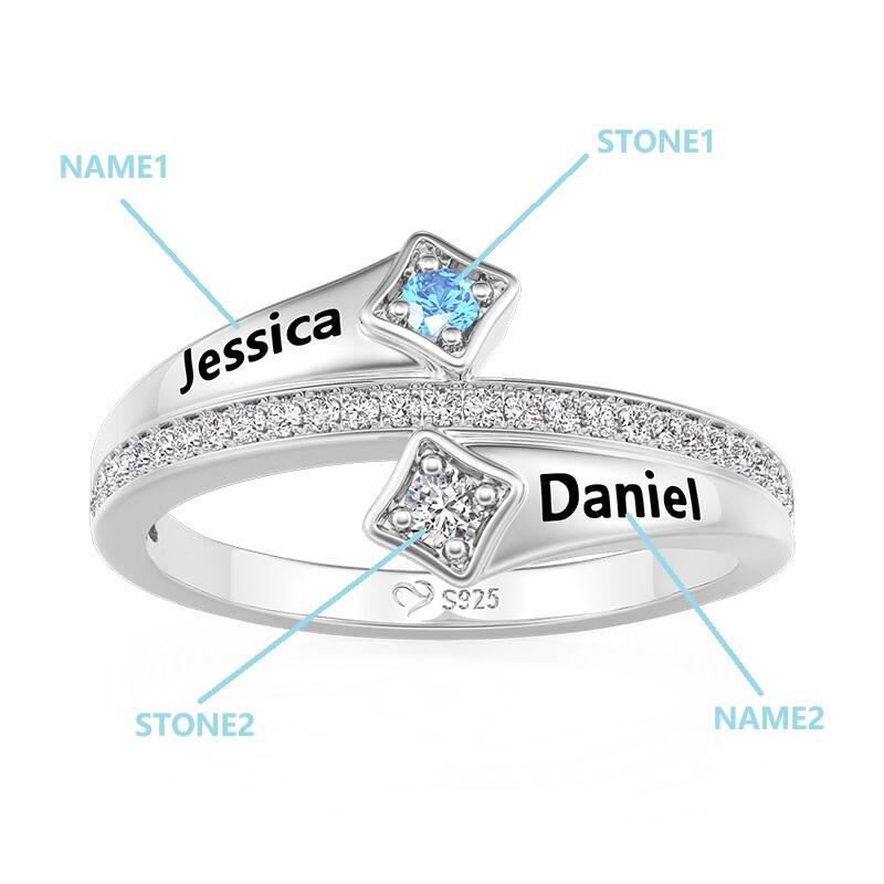 Jeulia Custom Name Round Cut Birthstone Ring