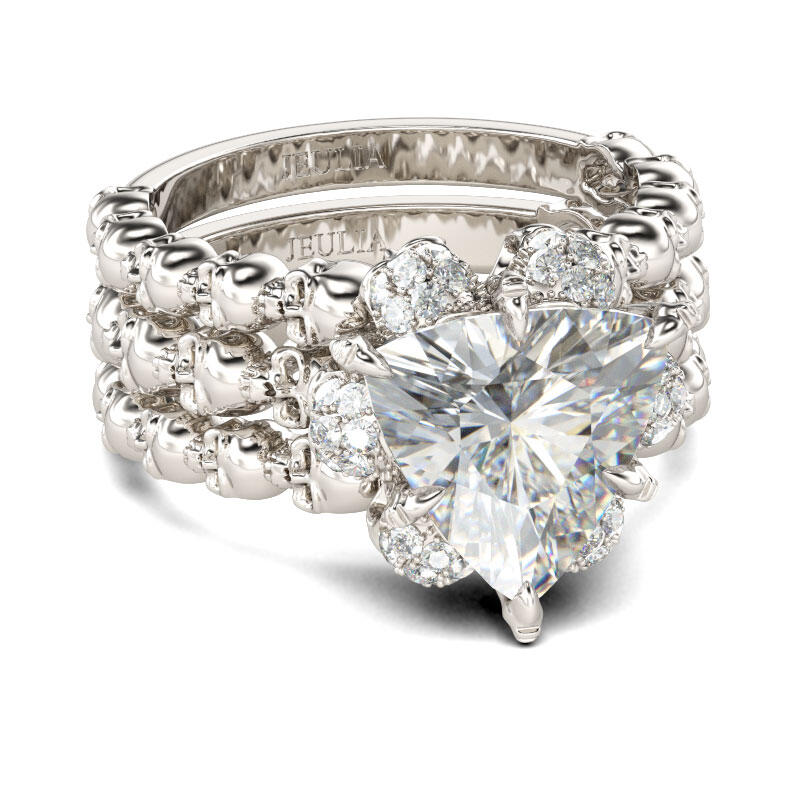 Jeulia Interchangeable Trillion Cut Sterling Silver Skull Ring