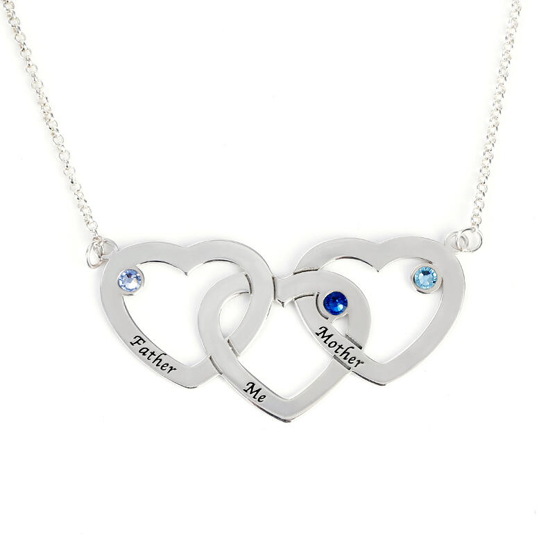 "Heart to Heart" Personalized Necklace With Birthstone