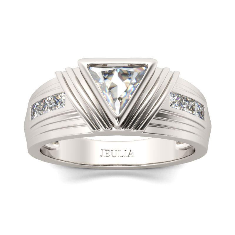Jeulia Trillion Cut Sterling Silver Men's Band