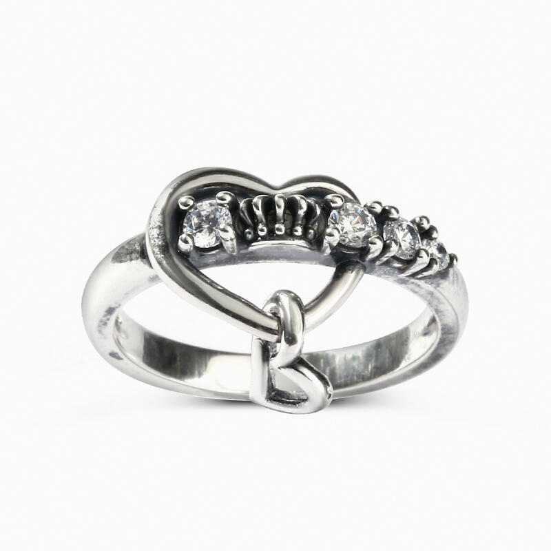 Jeulia Anillo en forma de corazón entrelazado de plata de ley