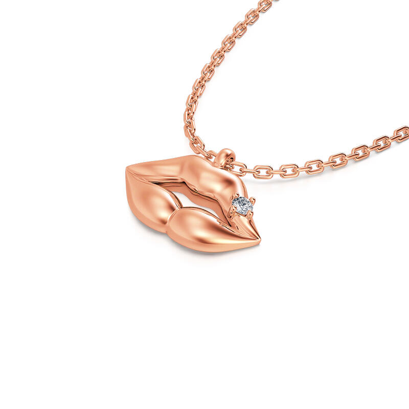 Jeulia "Kiss Me" Lips Sterling Silver Necklace