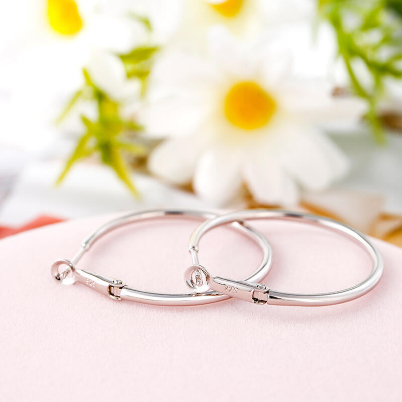 Jeulia Classic Sterling Silver Hoop Earrings