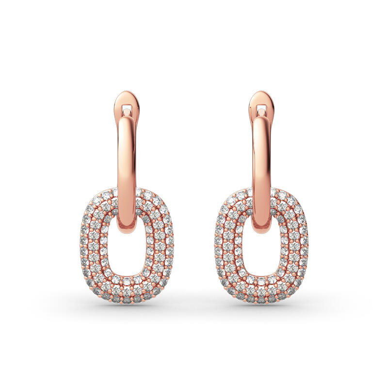 Jeulia Two Interlocking Design Sterling Silver Earrings