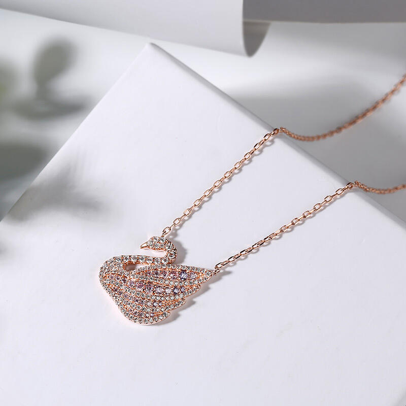 Jeulia Dreamy Swan Rose Gold Tone Sterling Silver Jewelry Set