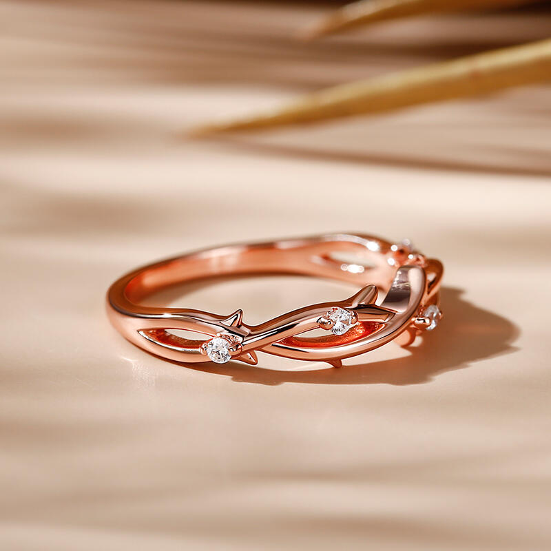 Jeulia Anillo con diseño de la rama de plata de ley de las mujeres
